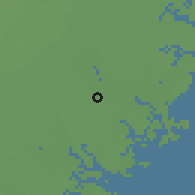 Shaded relief of the 56 km around Savannah, drawn from the GMTED2010 grid