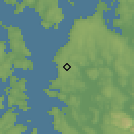 Shaded relief of the 50 km around Shoreline, drawn from the GMTED2010 grid