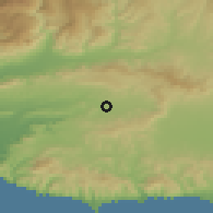 Shaded relief of the 55 km around Simi Valley, drawn from the GMTED2010 grid
