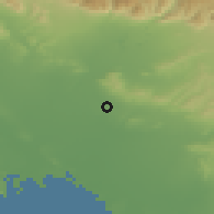 Shaded relief of the 55 km around South Whittier, drawn from the GMTED2010 grid