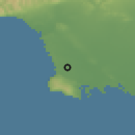 Shaded relief of the 55 km around Torrance, drawn from the GMTED2010 grid