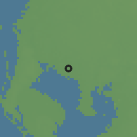 Shaded relief of the 57 km around Town 'n' Country, drawn from the GMTED2010 grid