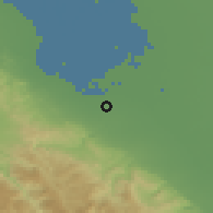 Shaded relief of the 54 km around Tracy, drawn from the GMTED2010 grid