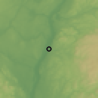 Shaded relief of the 52 km around Troy, drawn from the GMTED2010 grid