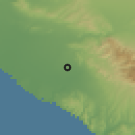 Shaded relief of the 55 km around Tustin, drawn from the GMTED2010 grid