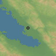 Shaded relief of the 54 km around Union City, drawn from the GMTED2010 grid