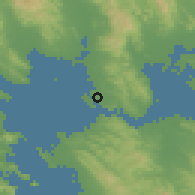Shaded relief of the 54 km around Vallejo, drawn from the GMTED2010 grid