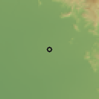 Shaded relief of the 54 km around Visalia, drawn from the GMTED2010 grid