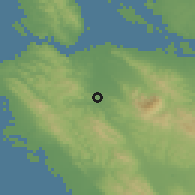 Shaded relief of the 54 km around Walnut Creek, drawn from the GMTED2010 grid