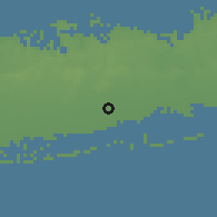 Shaded relief of the 53 km around West Babylon, drawn from the GMTED2010 grid