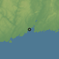 Shaded relief of the 53 km around West Haven, drawn from the GMTED2010 grid