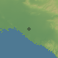 Shaded relief of the 55 km around Westminster, drawn from the GMTED2010 grid