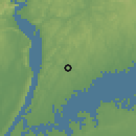 Shaded relief of the 53 km around White Plains, drawn from the GMTED2010 grid