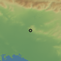 Shaded relief of the 55 km around Whittier, drawn from the GMTED2010 grid
