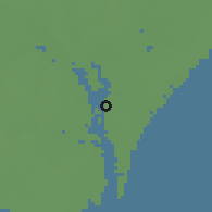 Shaded relief of the 55 km around Wilmington, drawn from the GMTED2010 grid