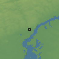 Shaded relief of the 53 km around Wilmington, drawn from the GMTED2010 grid