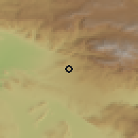 Shaded relief of the 55 km around Yucaipa, drawn from the GMTED2010 grid