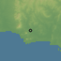 Shaded relief of the 55 km around Pan de Azúcar, drawn from the GMTED2010 grid