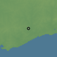 Shaded relief of the 55 km around Pando, drawn from the GMTED2010 grid