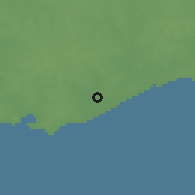 Shaded relief of the 55 km around Parque Carrasco, drawn from the GMTED2010 grid