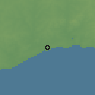 Shaded relief of the 55 km around Pinamar-Pinepark, drawn from the GMTED2010 grid