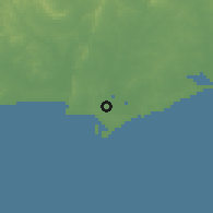 Shaded relief of the 55 km around Pinares-Las Delicias, drawn from the GMTED2010 grid