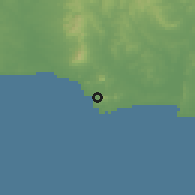 Shaded relief of the 55 km around Piriápolis, drawn from the GMTED2010 grid