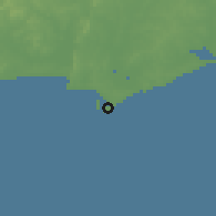 Shaded relief of the 55 km around Punta del Este, drawn from the GMTED2010 grid