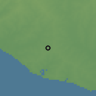 Shaded relief of the 55 km around Rafael Perazza, drawn from the GMTED2010 grid