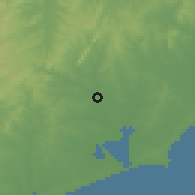 Shaded relief of the 55 km around Rocha, drawn from the GMTED2010 grid