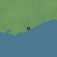 Shaded relief of the 55 km around San José de Carrasco, drawn from the GMTED2010 grid
