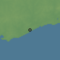 Shaded relief of the 55 km around Solymar, drawn from the GMTED2010 grid