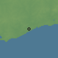 Shaded relief of the 55 km around Ciudad de la Costa, drawn from the GMTED2010 grid