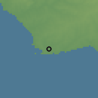 Shaded relief of the 55 km around Colonia, drawn from the GMTED2010 grid