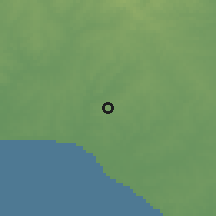 Shaded relief of the 55 km around Ecilda Paullier, drawn from the GMTED2010 grid