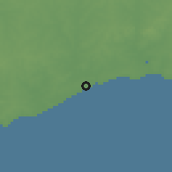 Shaded relief of the 55 km around El Pinar, drawn from the GMTED2010 grid