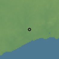 Shaded relief of the 55 km around Empalme Olmos, drawn from the GMTED2010 grid