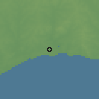 Shaded relief of the 55 km around Estación Atlántida, drawn from the GMTED2010 grid