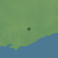 Shaded relief of the 55 km around Joaquín Suárez, drawn from the GMTED2010 grid
