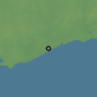 Shaded relief of the 55 km around Lomas de Solymar, drawn from the GMTED2010 grid