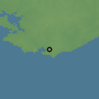 Shaded relief of the 55 km around Montevideo, drawn from the GMTED2010 grid