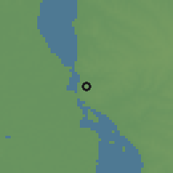 Shaded relief of the 55 km around Nueva Palmira, drawn from the GMTED2010 grid