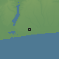 Shaded relief of the 60 km around Ouidah, drawn from the GMTED2010 grid