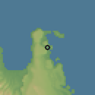 Shaded relief of the 59 km around Port Olry, drawn from the GMTED2010 grid