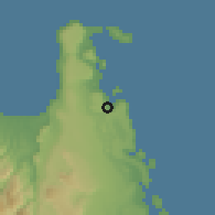 Shaded relief of the 59 km around Hog Harbour, drawn from the GMTED2010 grid
