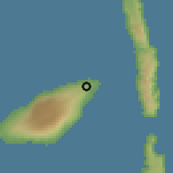 Shaded relief of the 59 km around Longana, drawn from the GMTED2010 grid
