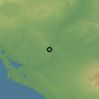 Shaded relief of the 53 km around Vatican City, drawn from the GMTED2010 grid