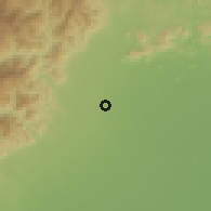 Shaded relief of the 60 km around Acarigua, drawn from the GMTED2010 grid