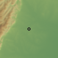 Shaded relief of the 60 km around Villa del Rosario, drawn from the GMTED2010 grid