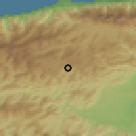 Shaded relief of the 60 km around Carrizal, drawn from the GMTED2010 grid